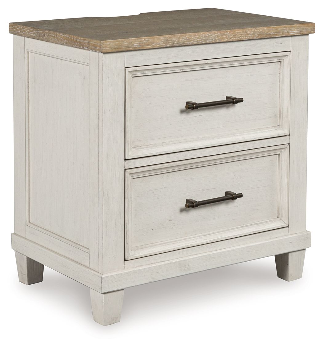 Shaybrock - Antique White / Brown - Two Drawer Night Stand - Tony's Home Furnishings