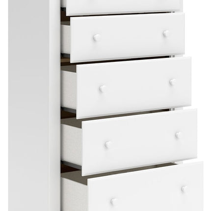 Mollviney - White - Five Drawer Chest Signature Design by Ashley® 