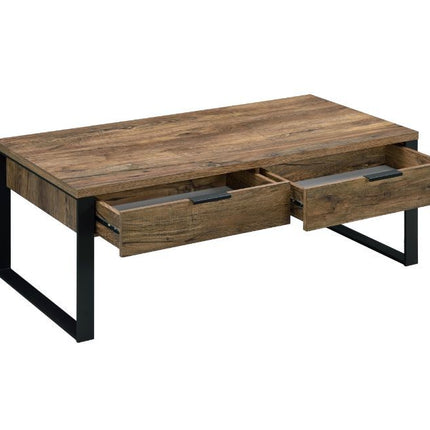 Aflo - Coffee Table - Weathered Oak & Black Finish ACME 