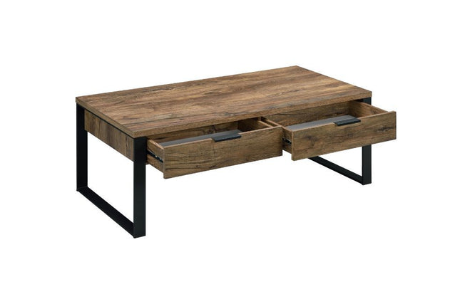 Aflo - Coffee Table - Weathered Oak & Black Finish ACME 