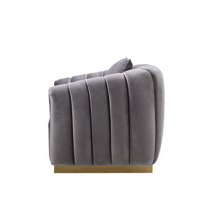 Elchanon - Loveseat - Gray Velvet & Gold Finish ACME 