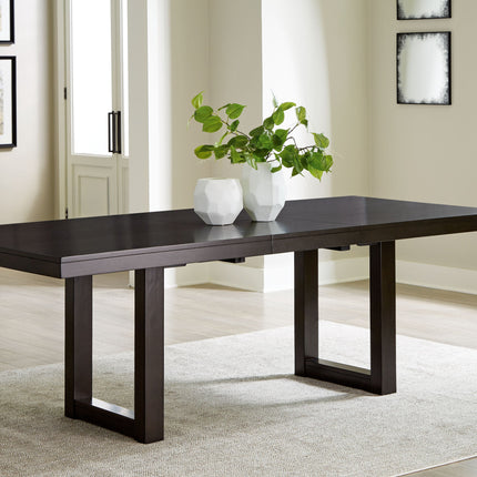 Neymorton - Dark Grayish Brown - Rectangular Dining Room Butterfly Extension Table Signature Design by Ashley® 