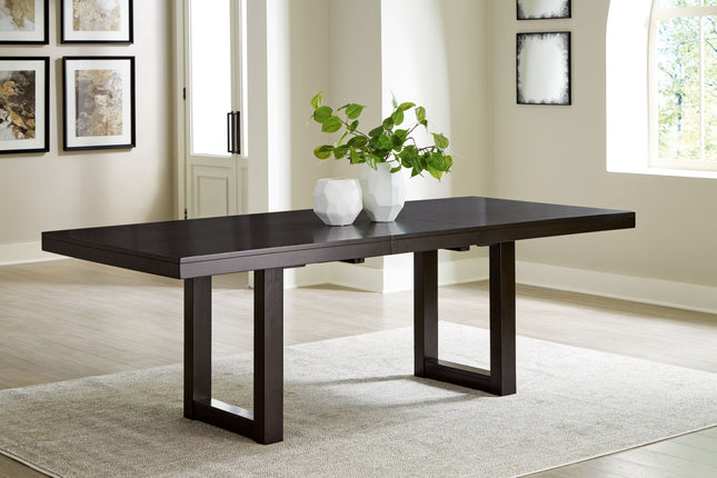 Neymorton - Dark Grayish Brown - Rectangular Dining Room Butterfly Extension Table Signature Design by Ashley® 