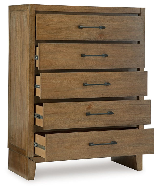 Sherbana - Light Brown - Five Drawer Chest Signature Design by Ashley® 