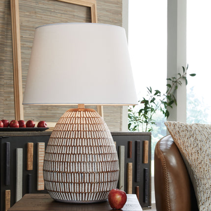 Darrich - Beige / White - Metal Table Lamp Signature Design by Ashley® 