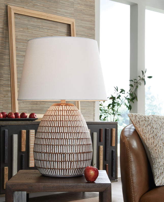 Darrich - Beige / White - Metal Table Lamp Signature Design by Ashley® 