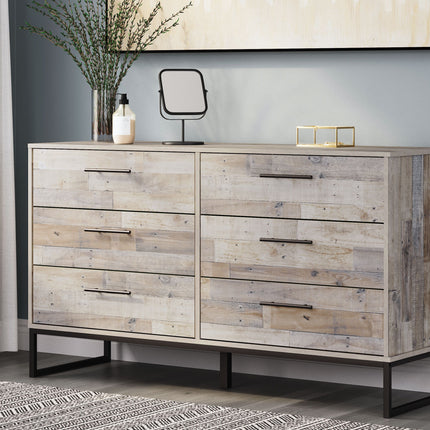 Neilsville - Whitewash - Six Drawer Dresser - Vinyl-Wrapped Signature Design by Ashley® 