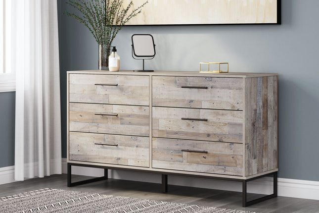 Neilsville - Whitewash - Six Drawer Dresser - Vinyl-Wrapped Signature Design by Ashley® 