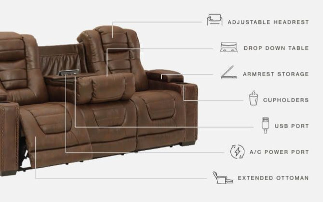 Owner's - Thyme - Pwr Rec Sofa With Adj Headrest Ashley Furniture 