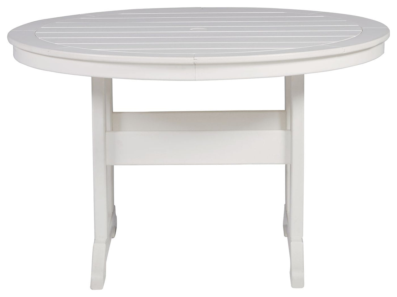 Crescent Luxe - White - Round Dining Table W/Umb Opt - Tony's Home Furnishings