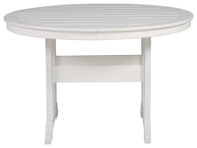 Crescent Luxe - White - Round Dining Table W/Umb Opt Signature Design by Ashley® 