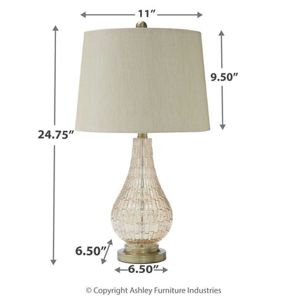 Latoya - Beige - Glass Table Lamp Ashley Furniture 