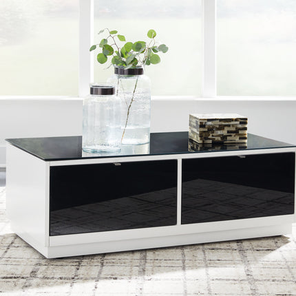 Gardoni - White / Black - Rectangular Cocktail Table Signature Design by Ashley® 