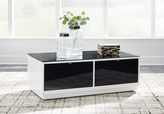 Gardoni - White / Black - Rectangular Cocktail Table Signature Design by Ashley® 