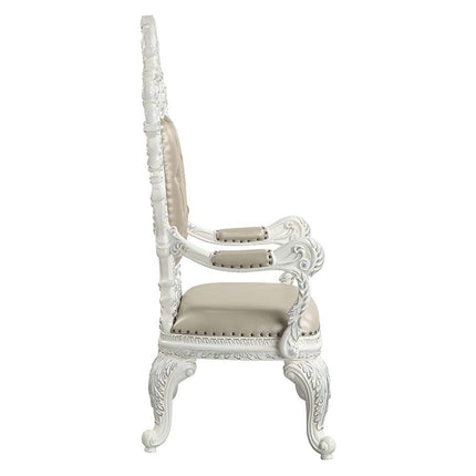 Vanaheim - Dining Chair (Set of 2) - Beige PU & Antique White Finish ACME 