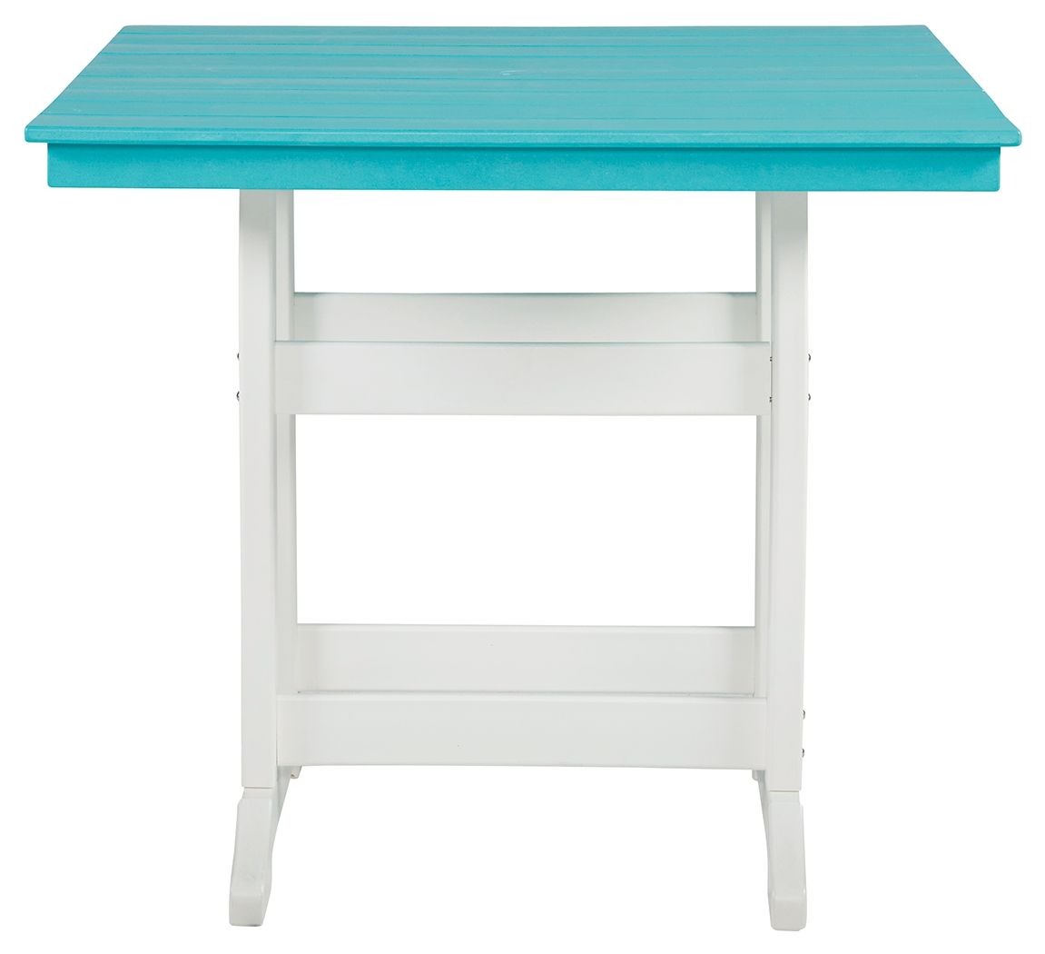 Eisely - Turquoise / White - Square Counter Tbl W/Umb Opt - Tony's Home Furnishings