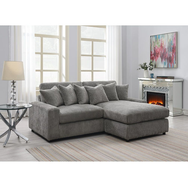 Tavia - Reversible Sectional Sofa With 6 Pillows - Gray Corduroy - Tony's Home Furnishings