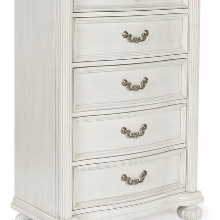 Montelaine - Antique White - Five Drawer Chest Benchcraft® 