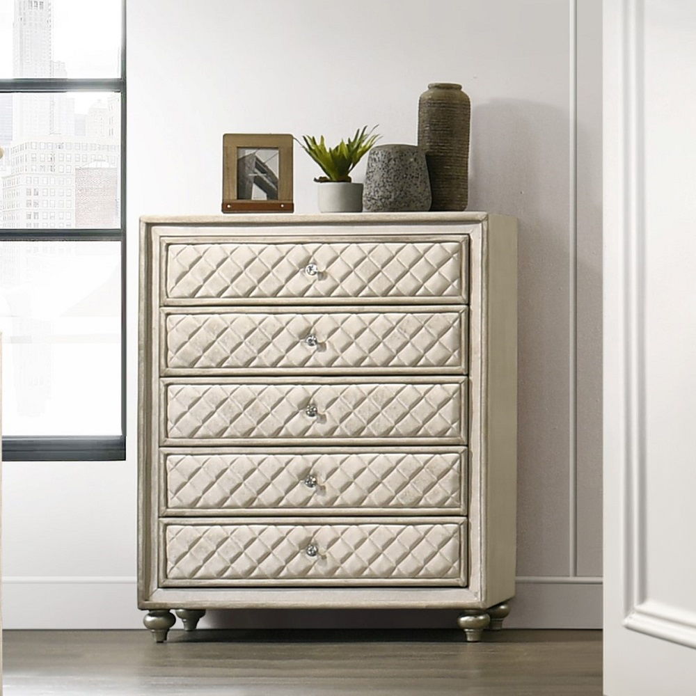 Lucienne - Chest - Beige Velvet - Tony's Home Furnishings