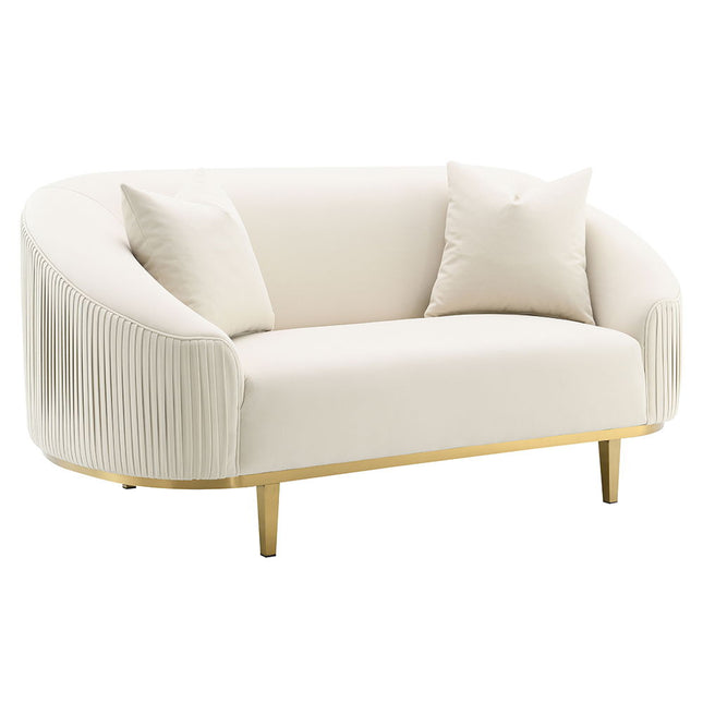 Martina - Loveseat With 2 Pillows - Ivory Velvet ACME 