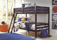 Thumbnail for Halanton - Dark Brown - Twin/twin Bunk Bed W/Ladder - Tony's Home Furnishings