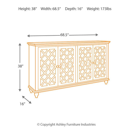 Mirimyn - Antique Teal - Accent Cabinet - Vintage Finish Ashley Furniture 