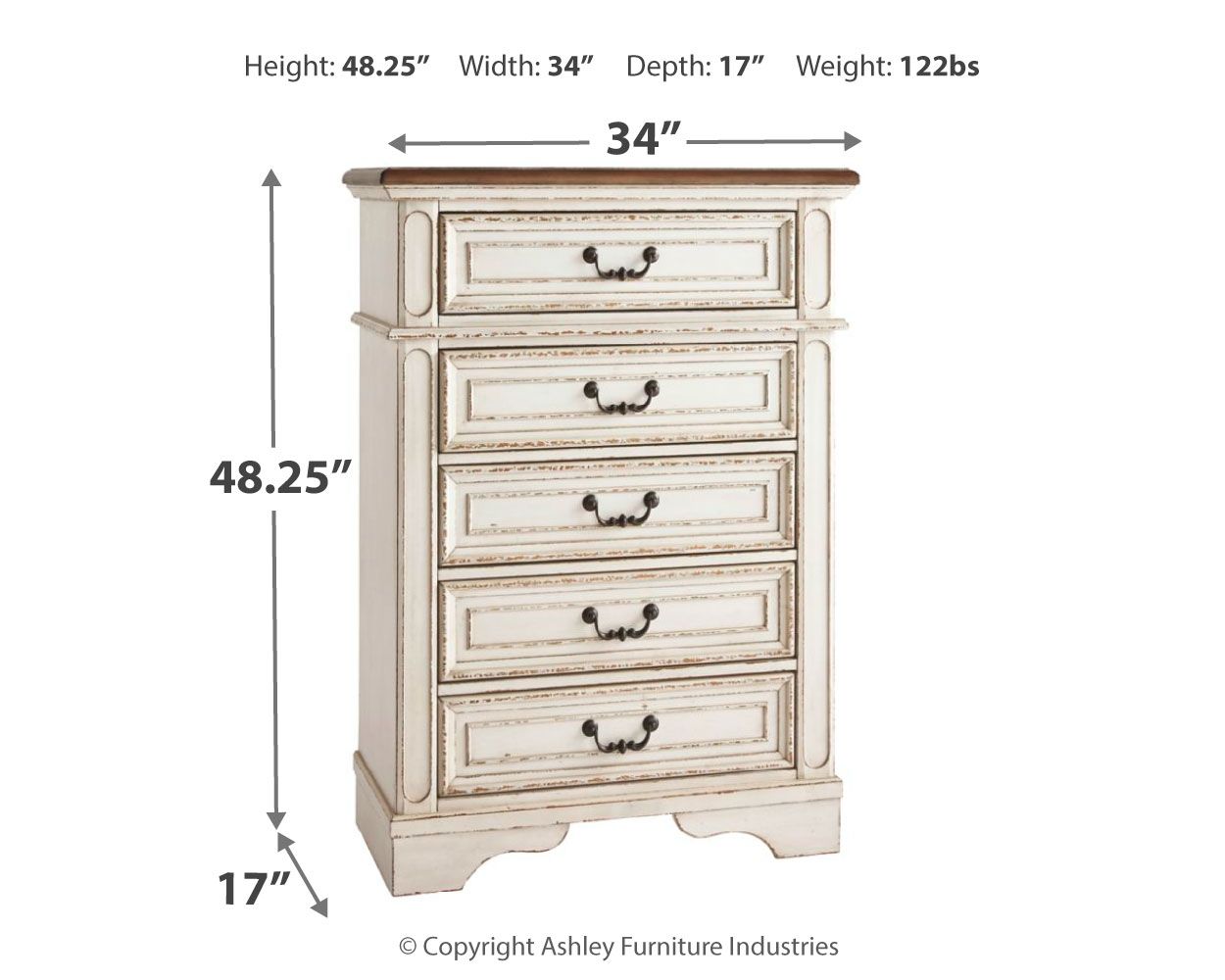 Realyn - Chipped White - Chest - Tony's Home Furnishings