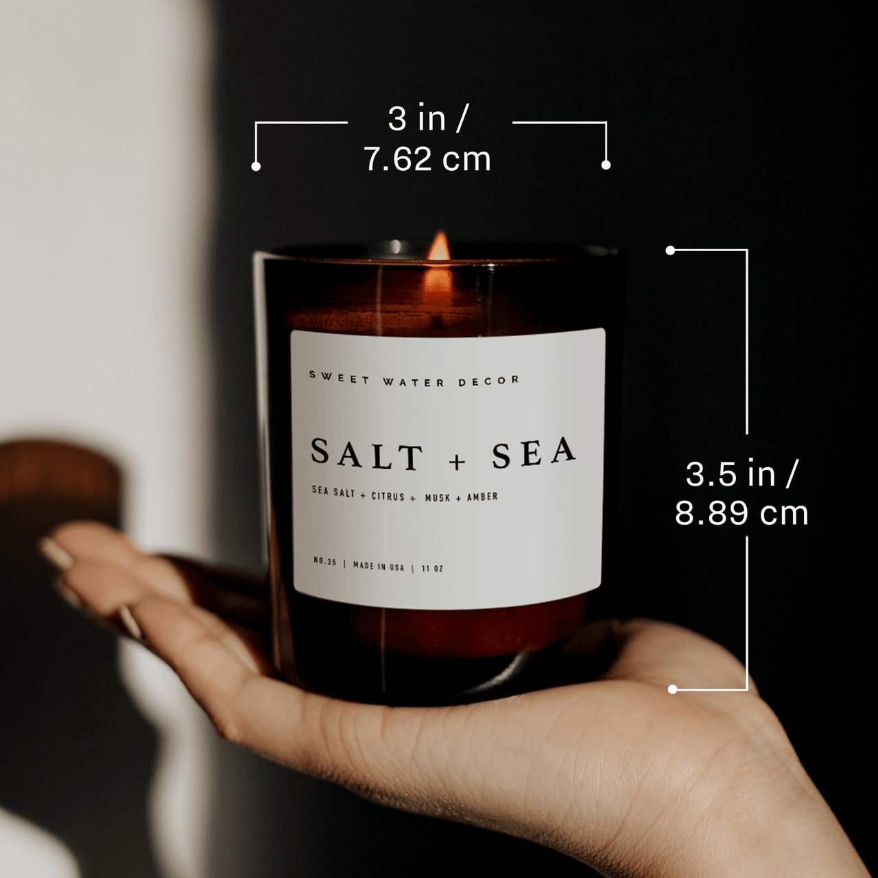 Salt and Sea Soy Candle - Amber Jar - 11 oz - Tony's Home Furnishings