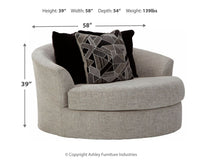 Thumbnail for Megginson - Storm - Oversized Round Swivel Chair - Tony's Home Furnishings