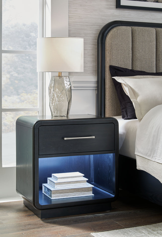 Rowanbeck - Black - One Drawer Night Stand Signature Design by Ashley® 