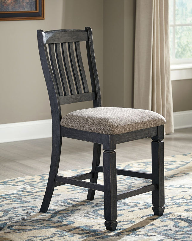 Tyler - Black / Grayish Brown - Upholstered Barstool (Set of 2) Ashley Furniture 