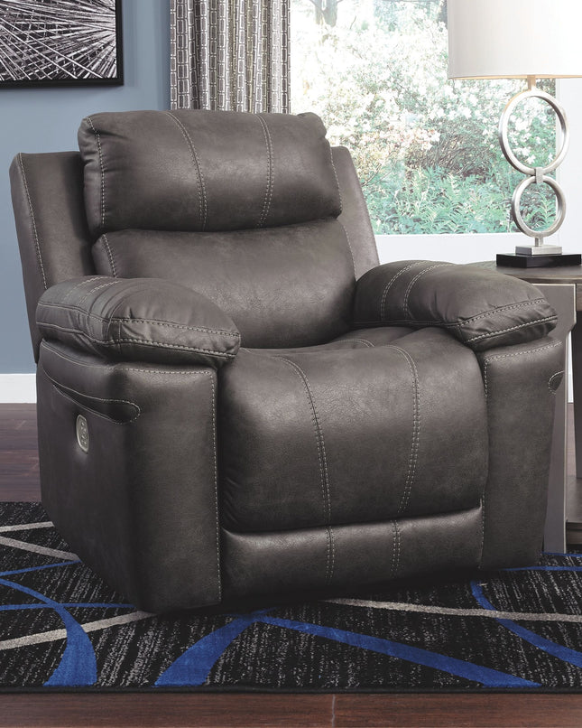 Erlangen - Dark Gray - Pwr Recliner/Adj Headrest Ashley Furniture 