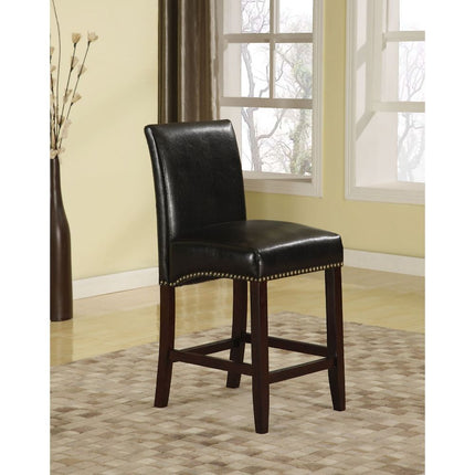 The Jakki sophisticated counter chair features crisp bycast leather and elegant nailhead trim details. The bycast leather seat and back with nailhead bottom accent trim will stand out as bold and stylish. Available in white and black. ACME 