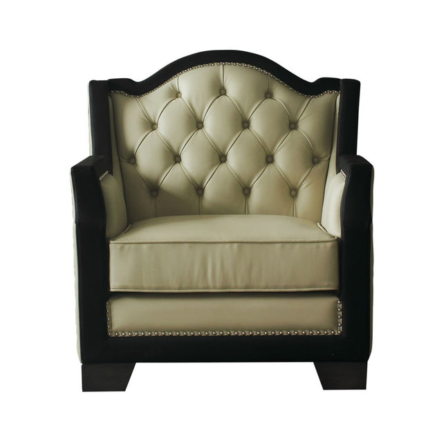 House - Beatrice Chair - Beige PU, Black PU & Charcoal Finish ACME 