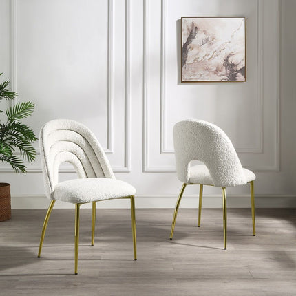 Fadri - Side Chair (Set of 2) - Teddy Sherpa & Mirrored Gold - Tony's Home Furnishings