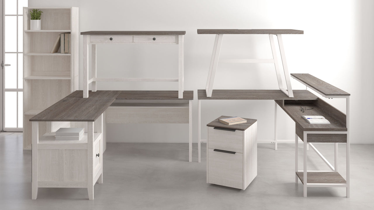 Dorrinson - White / Black / Gray - Home Office Desk - 2-drawer - Tony's Home Furnishings