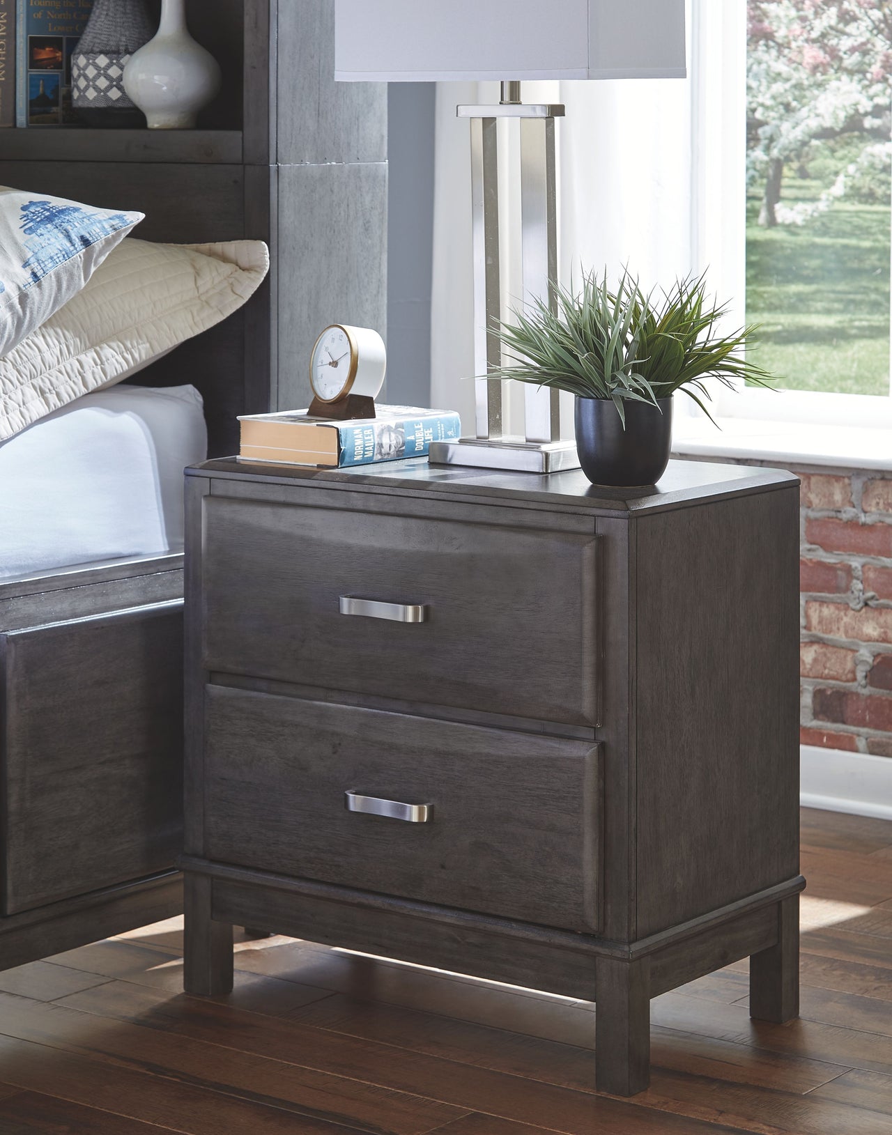 Caitbrook - Gray - Two Drawer Night Stand - Tony's Home Furnishings