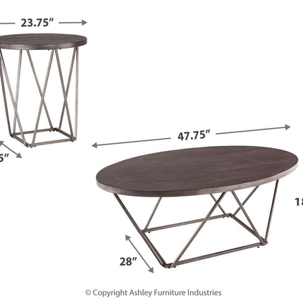 Neimhurst - Dark Brown - Occasional Table Set (Set of 3) Ashley Furniture 