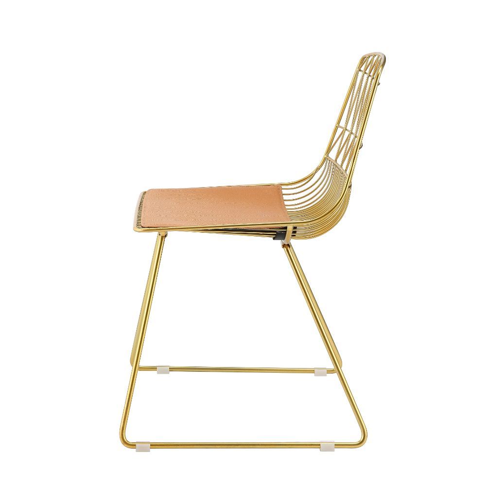 Fantasia - Side Chair (Set of 2) - Whiskey PU & Gold - Tony's Home Furnishings