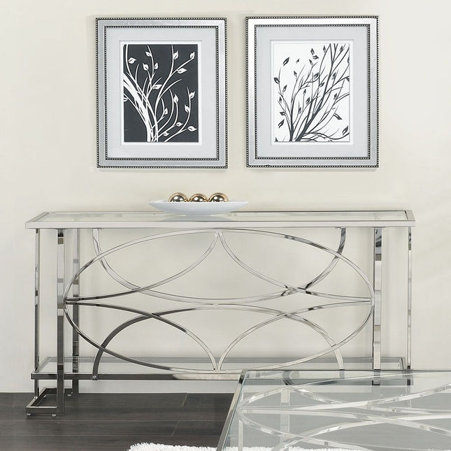 Kalan - Sofa Table - Glass & Silver - Tony's Home Furnishings