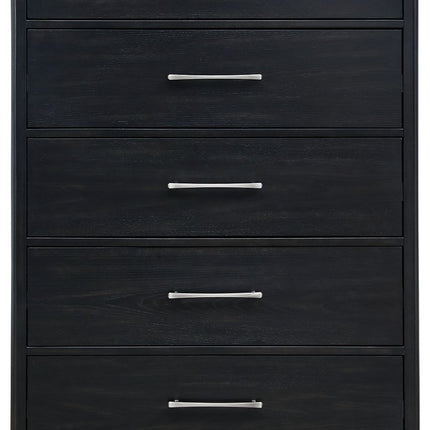 Rowanbeck - Black - Five Drawer Chest Signature Design by Ashley® 