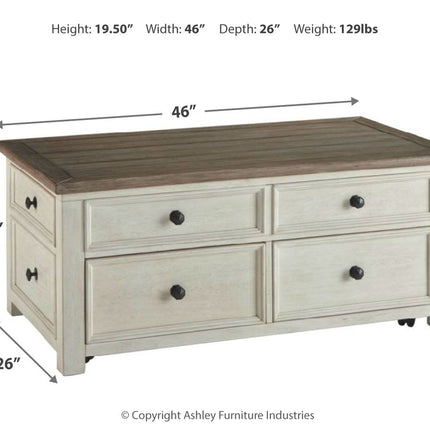 Bolanburg - White / Brown / Beige - Lift Top Cocktail Table Ashley Furniture 