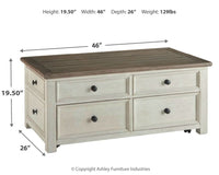Thumbnail for Bolanburg - White / Brown / Beige - Lift Top Cocktail Table - Tony's Home Furnishings