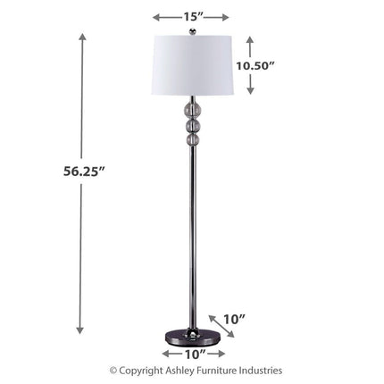 Joaquin - Clear / Chrome Finish - Crystal Floor Lamp Ashley Furniture 