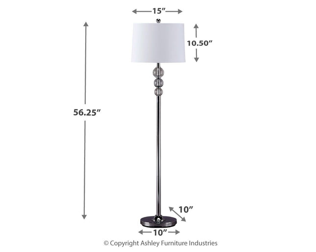 Joaquin - Clear / Chrome Finish - Crystal Floor Lamp Ashley Furniture 