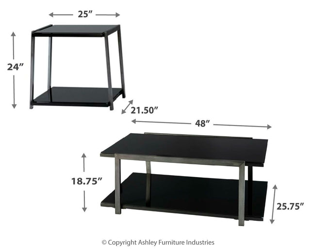 Rollynx - Black - Occasional Table Set (Set of 3) Ashley Furniture 