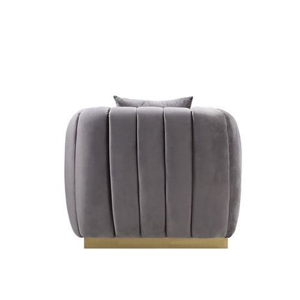 Elchanon - Chair - Gray Velvet & Gold Finish - 30" ACME 