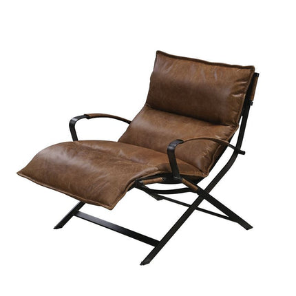 Zulgaz - Accent Chair - Cocoa Top Grain Leather & Matt Iron Finish ACME 