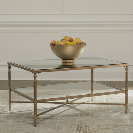 Cloverty - Aged Gold Finish - Rectangular Cocktail Table Signature Design by Ashley® 