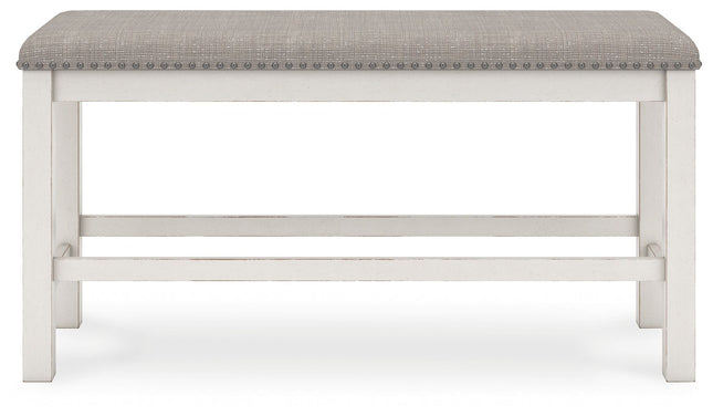 Robbinsdale - Antique White - Dbl Counter Height Upholstered Dining Bench Signature Design by Ashley® 